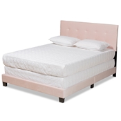 Baxton Studio Caprice Modern and Contemporary Glam Light Pink Velvet Fabric Upholstered Queen Size Panel Bed Baxton Studio restaurant furniture, hotel furniture, commercial furniture, wholesale bedroom furniture, wholesale queen, classic queen